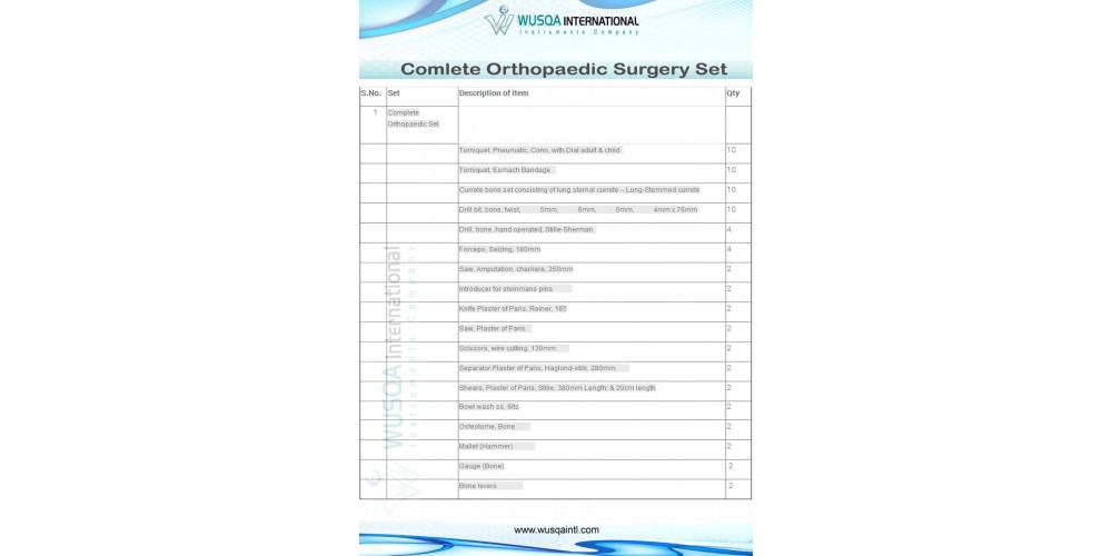 Comlete Orthopaedic Set